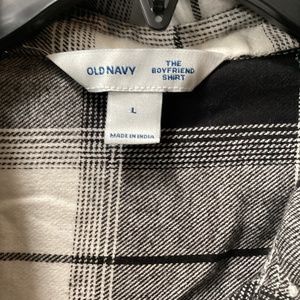 Cropped Plaid Flannel Boyfriend Shirt for Women. Color : Black Buffalo Plaid